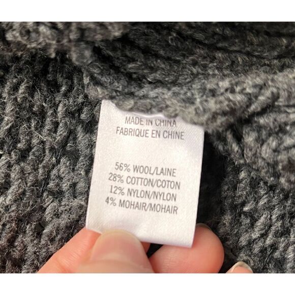 Theory Gray Avelina Airmix Wool Mohair Blend Open Knit Sweater Dress, Medium - Picture 10 of 16